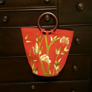 FLORAL BUTTERFLY GARDEN HANDBAG TOTE